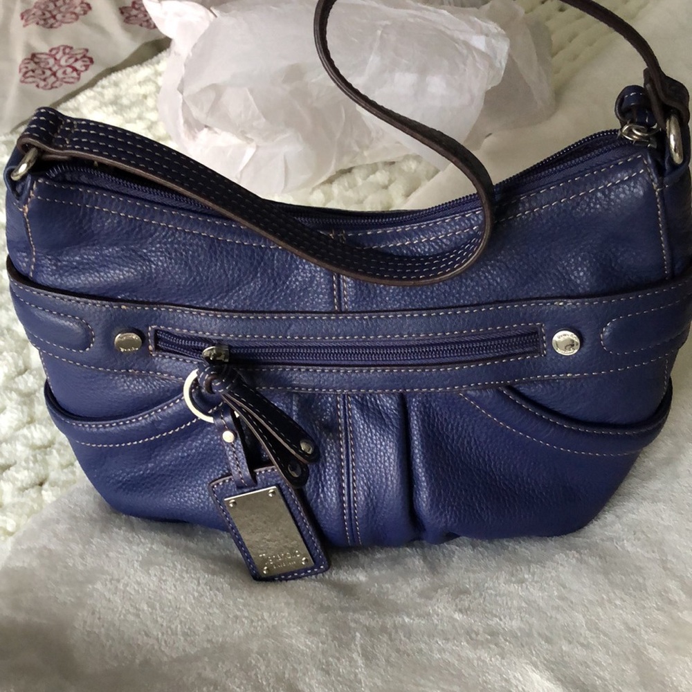 Tignanello Navy Blue Leather Satchel